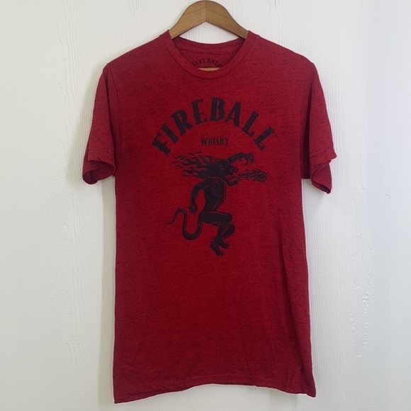 Fireball Whiskey - Vintage Red Fireball Whiskey Graphic Tee Shirt Size Medium - Picture 7 of 10